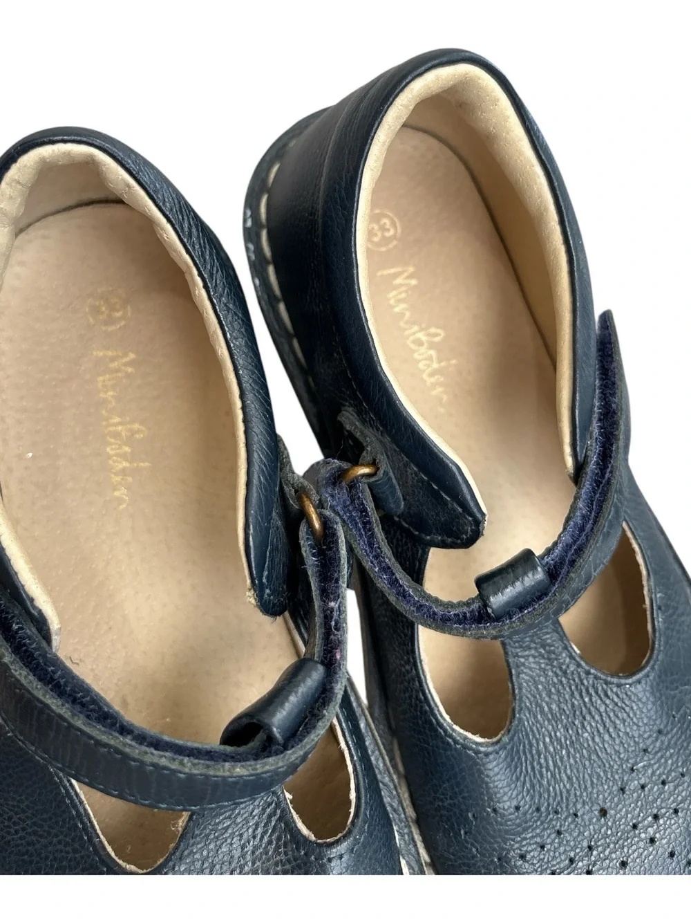Mini Boden Navy Leather Mary Jane Shoes with Hook-and-Loop Strap 33 US(1.2-2)